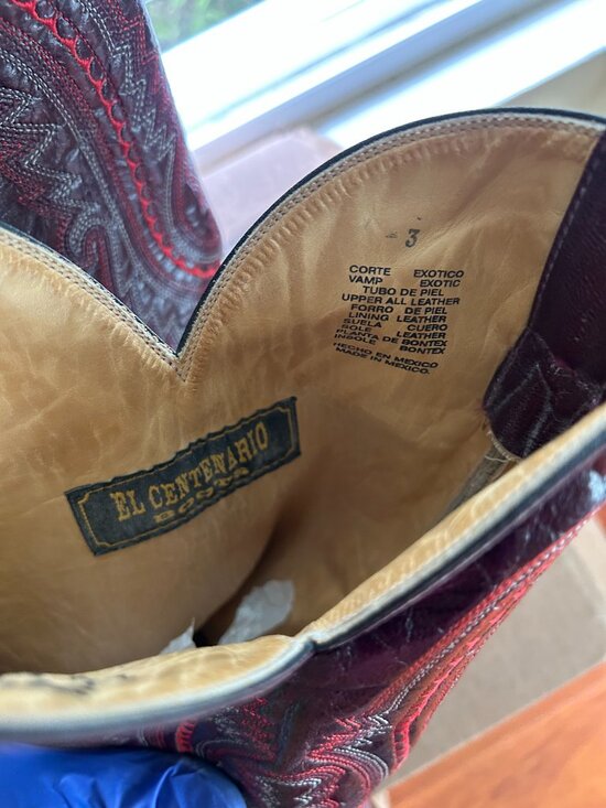 ? Genuine EEL SKIN El Centenario Western Boots | Men\'s 10.5 | Cherry main image 6